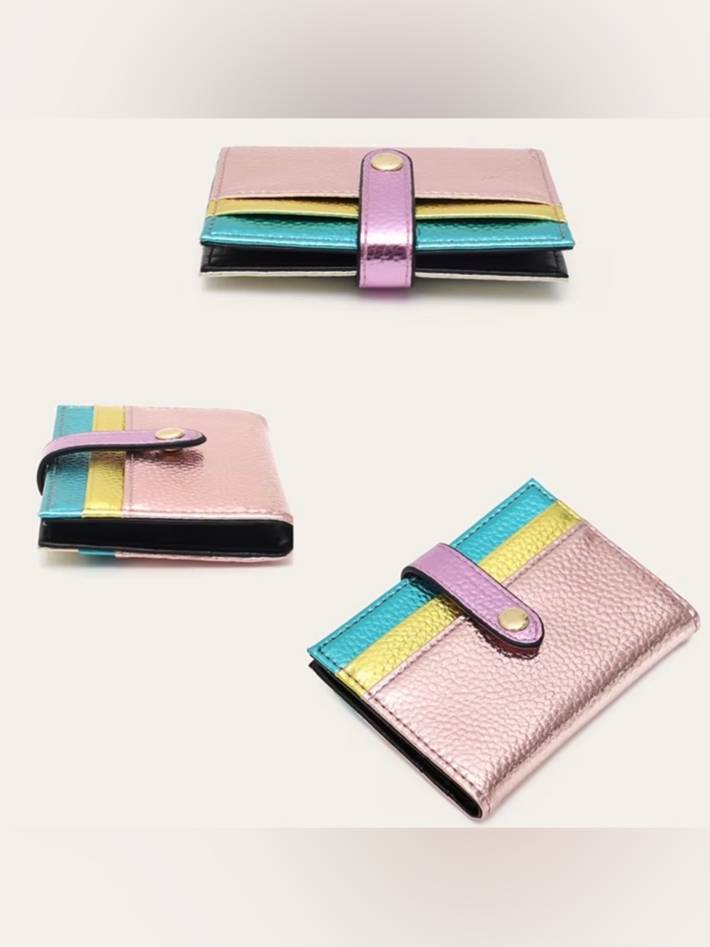 Macy's Metallic Pink Multicolor Leather Card Holder